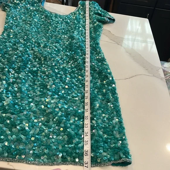 Nipon Night Show stopper Party Sequined Dress in gorgeous aqua color. Sz 8 Lined - Picture 10 of 15